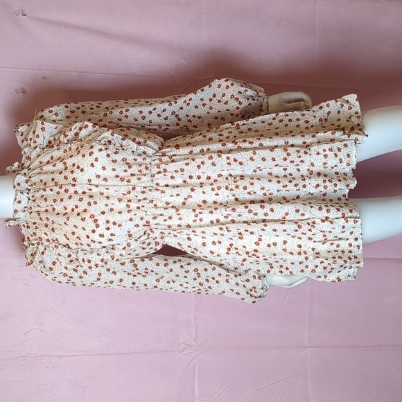 Nasty Gal Steal the Grow Cream and Orange Floral Print Long Sleeve Mini Dress 6 - Picture 1 of 8